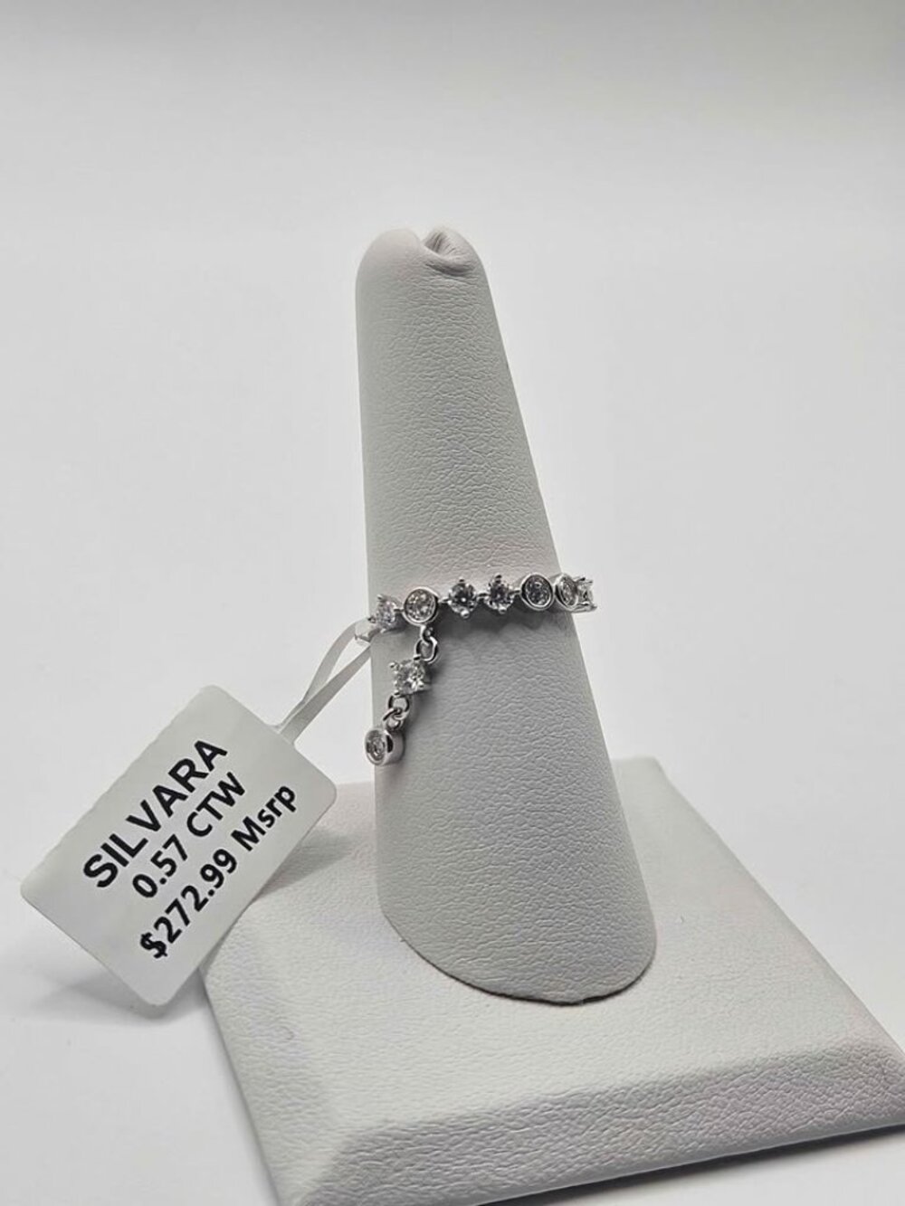 .925 Sterling Silver SILVARA 0.57 CTW ring with dangling stones (SIZE 5)